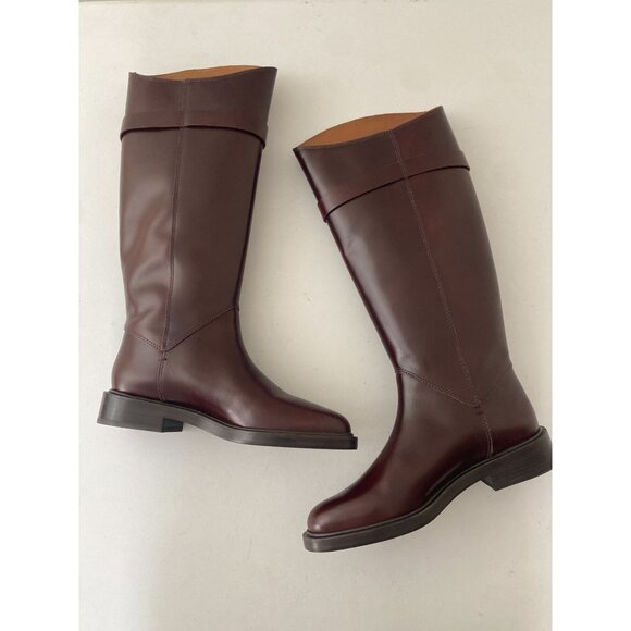 New Reformation x Kacey Musgraves Franklin Knee Riding Boot Ruby - Picture 2 of 15